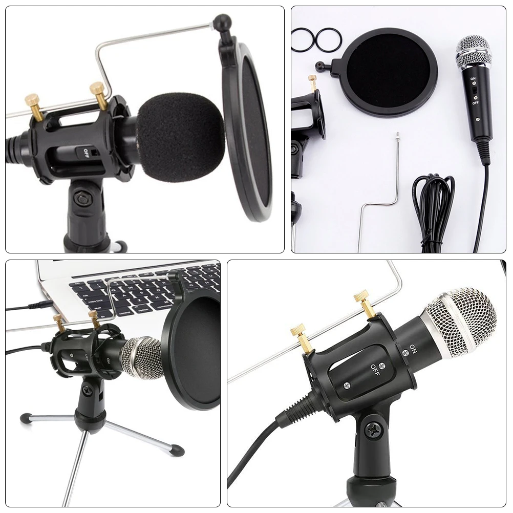

Microphone Set Live Broadcast Online Class ABS Material Adjustable St Karaoke Recording Equipment Musical