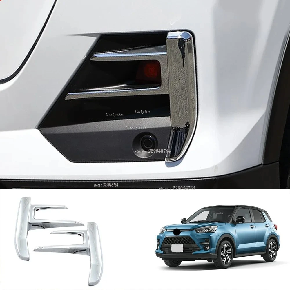 For Toyota Raize A200 2020 2021 2022 ABS Chrome Front Fog Light Lamp Cover Trim Foglight Bezel Eyebrow Sticker Decoration Frame