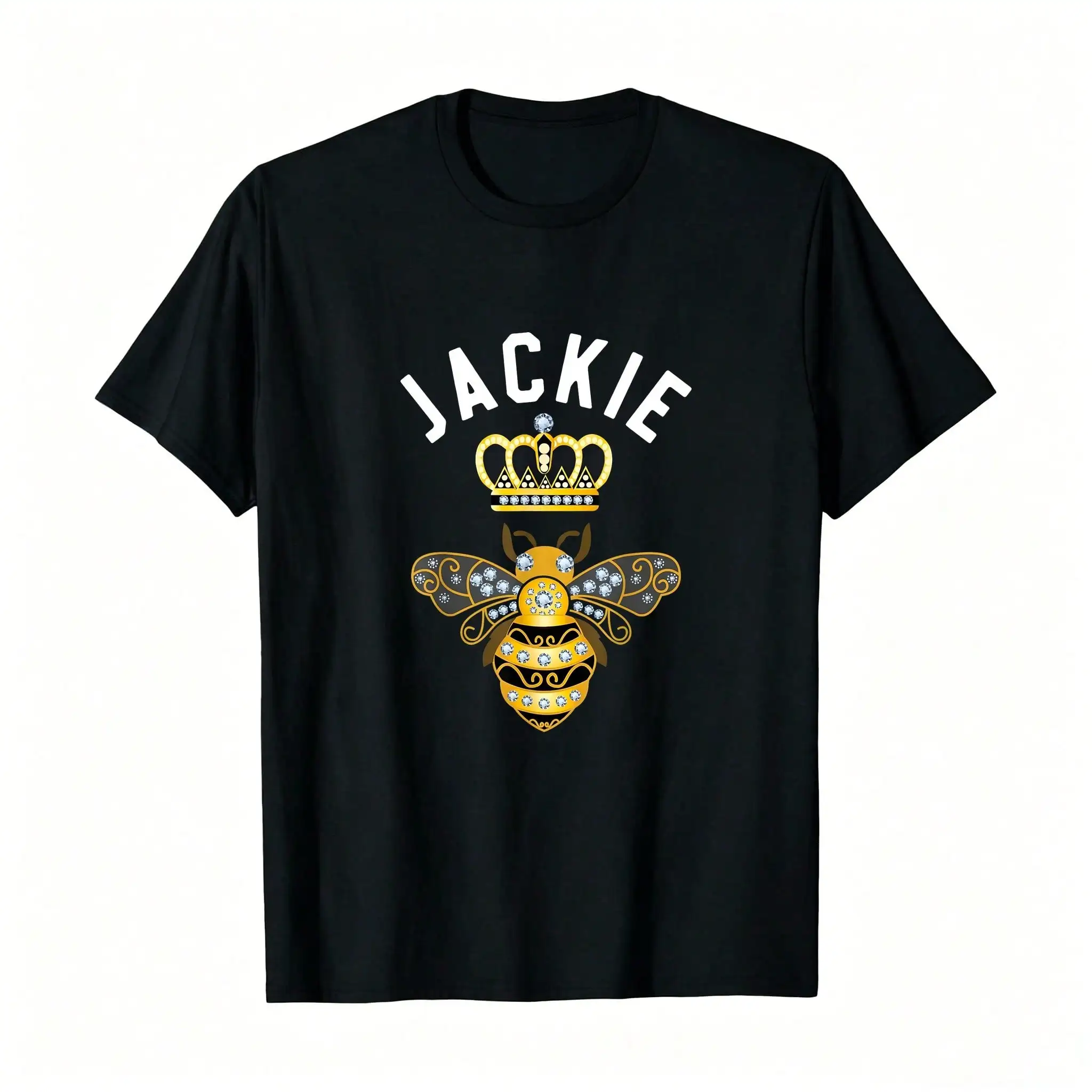 Jackie Name Jackie Birthday Gifts Queen Crown Bee Jackie T-Shirt_upscayl_5500px_upscayl-Standard-4x_,Breathable And Comfortable Short-Sleeved Round-Neck Top, Suitable For All Seasons, Everyday Wear For Women
