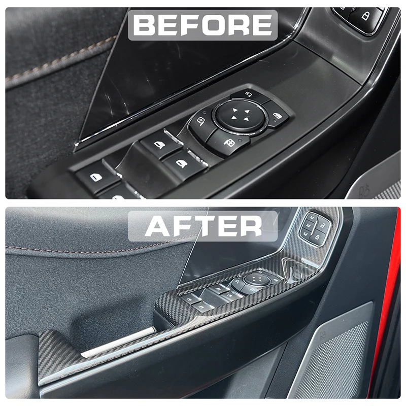 

For Ford F150 F-150 2021up Real Carbon Fiber Car Interior Front Door Window Lift Switch Cover Trim Accessories