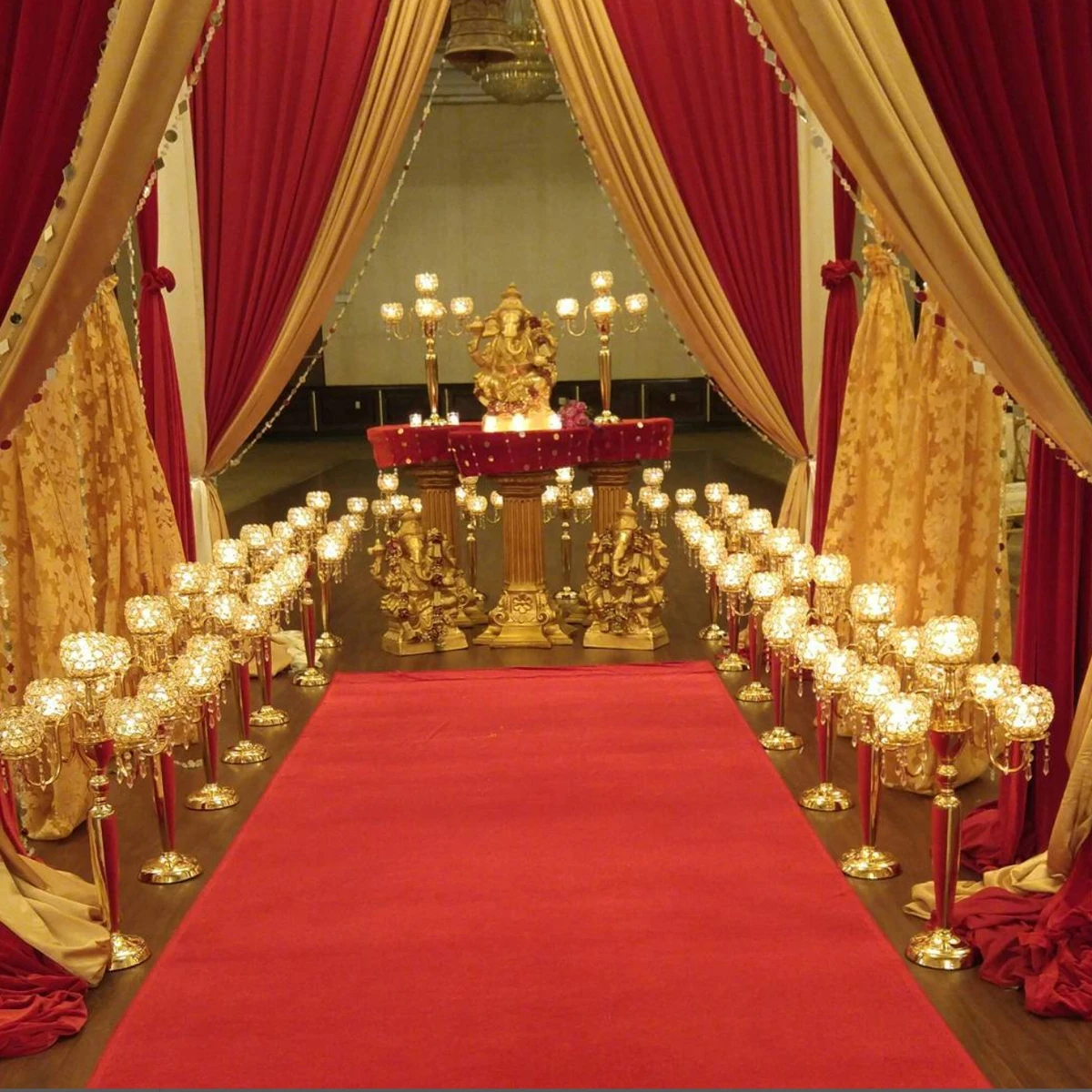 

4pcs/12pcs)60cm/90cm)5 arms Floor Gold Candelabra Metal Walkway Flower Pillar For Wedding Aisle Entrance Centerpiece