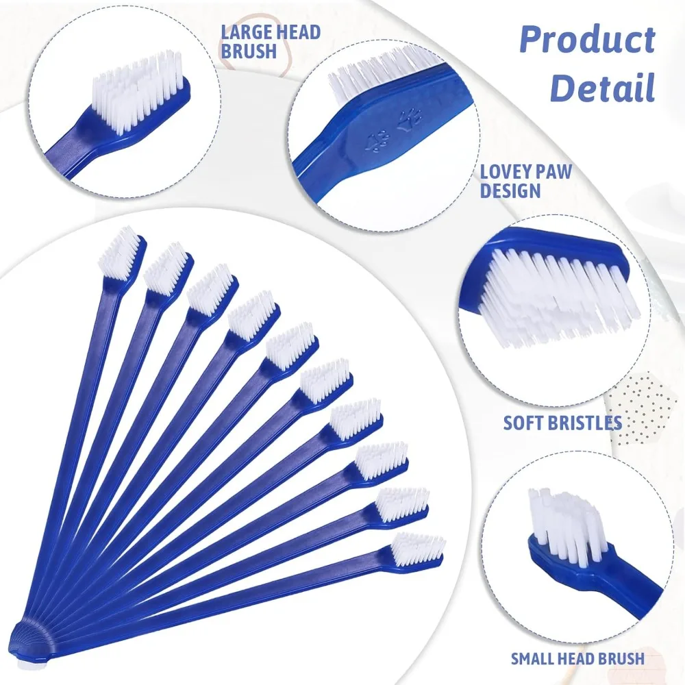 10Pcs Dual Headed Pet's Toothbrush Dog Cat Toothbrush Pet Dental Hygiene Cleaning Tools Dental Oral Care Supplies