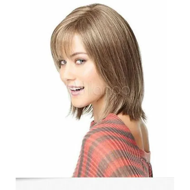 Fixsf41short Health مستقيم تأثيري براون مزيج أزياء الشعر المستعار للنساء شعر مستعار #3