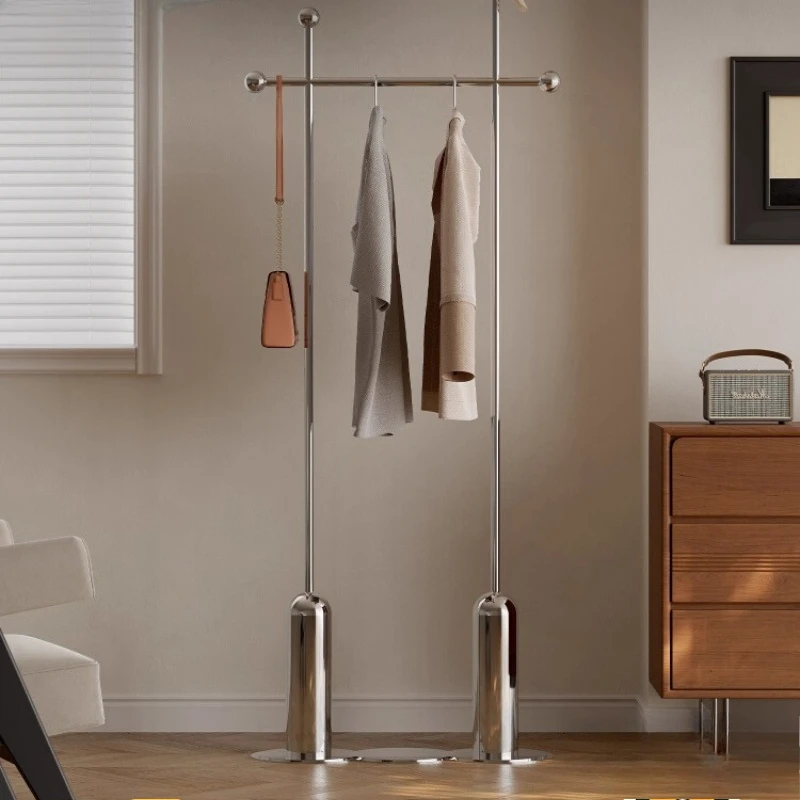 

Minimalist stainless steel vertical hanger light luxury high-end bedroom floor coat rack household