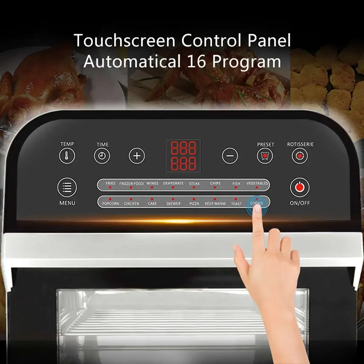 16-in-1 Countertop Oven Cooking Tools 12L 1600W Deep Fryer Oven Toaster Rotisserie Dehydrator LED Display Digital Touch Screen