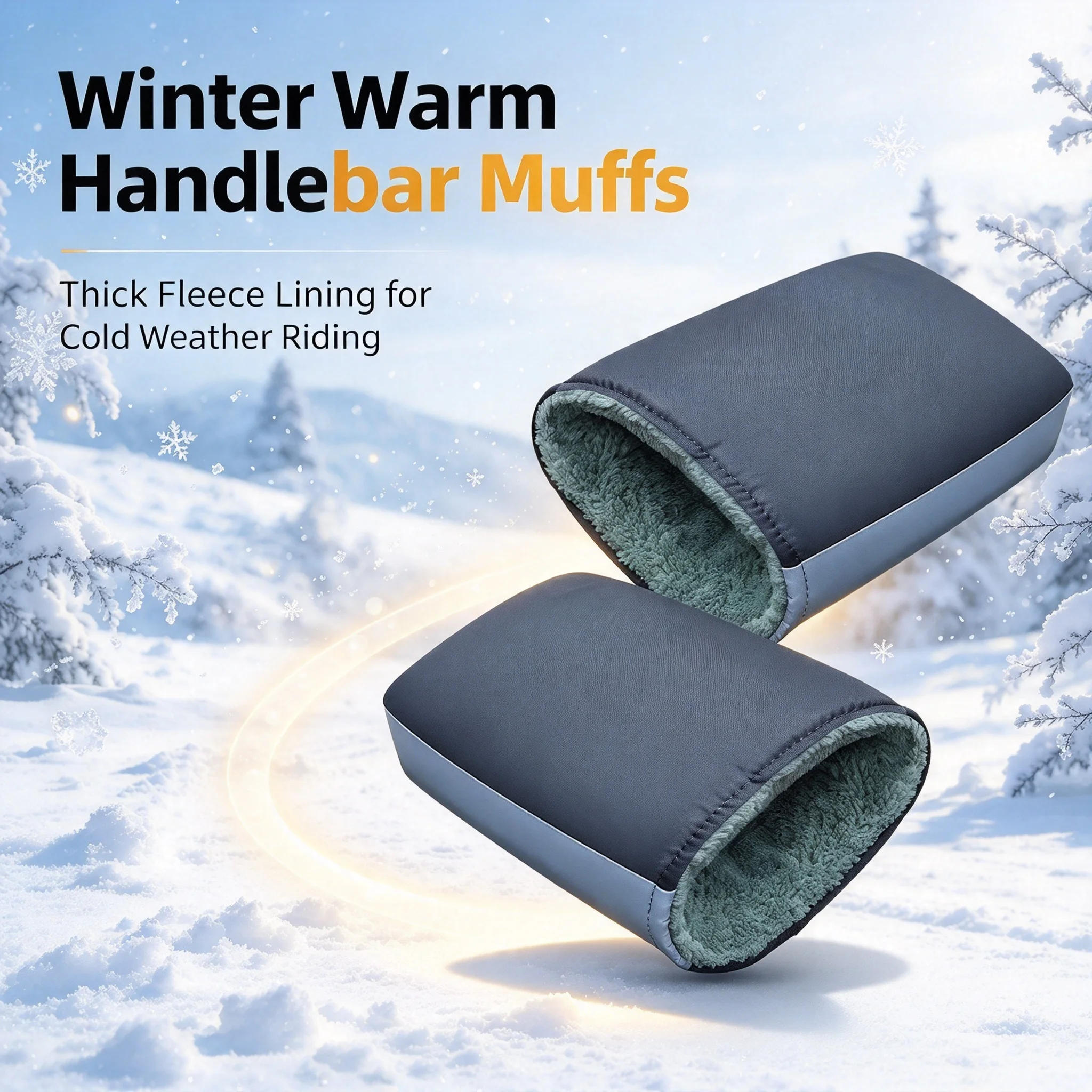 Fleece Winter Motorcycle Handlebar Muffs Reflective Strip Soft Warm Handle Bar Cover for Motorbikes Scooters Riding Gear