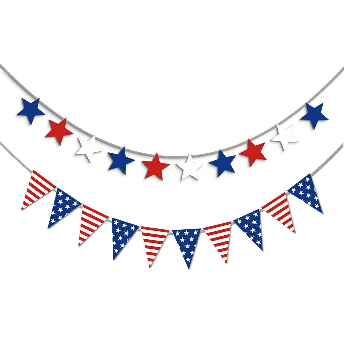 زينة يوم الاستقلال، علم الولايات المتحدة الأمريكية المزين بالنجوم، راية مثلثة، لافتة أفقية، زخرفة مثلثة، مستلزمات احتفالية عب...