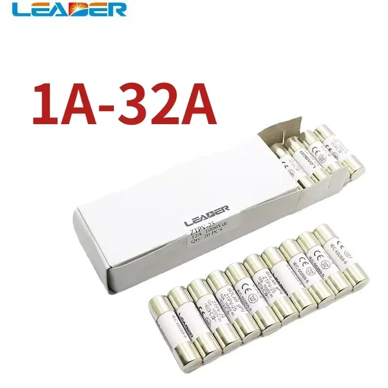 

LEADER 10/20/30/50/100pcs Solar Fuse 1000V 30A Fuse DC 10*38MM 1-32A PV Solar Fuse Metal Alloys Solar Power System Protection