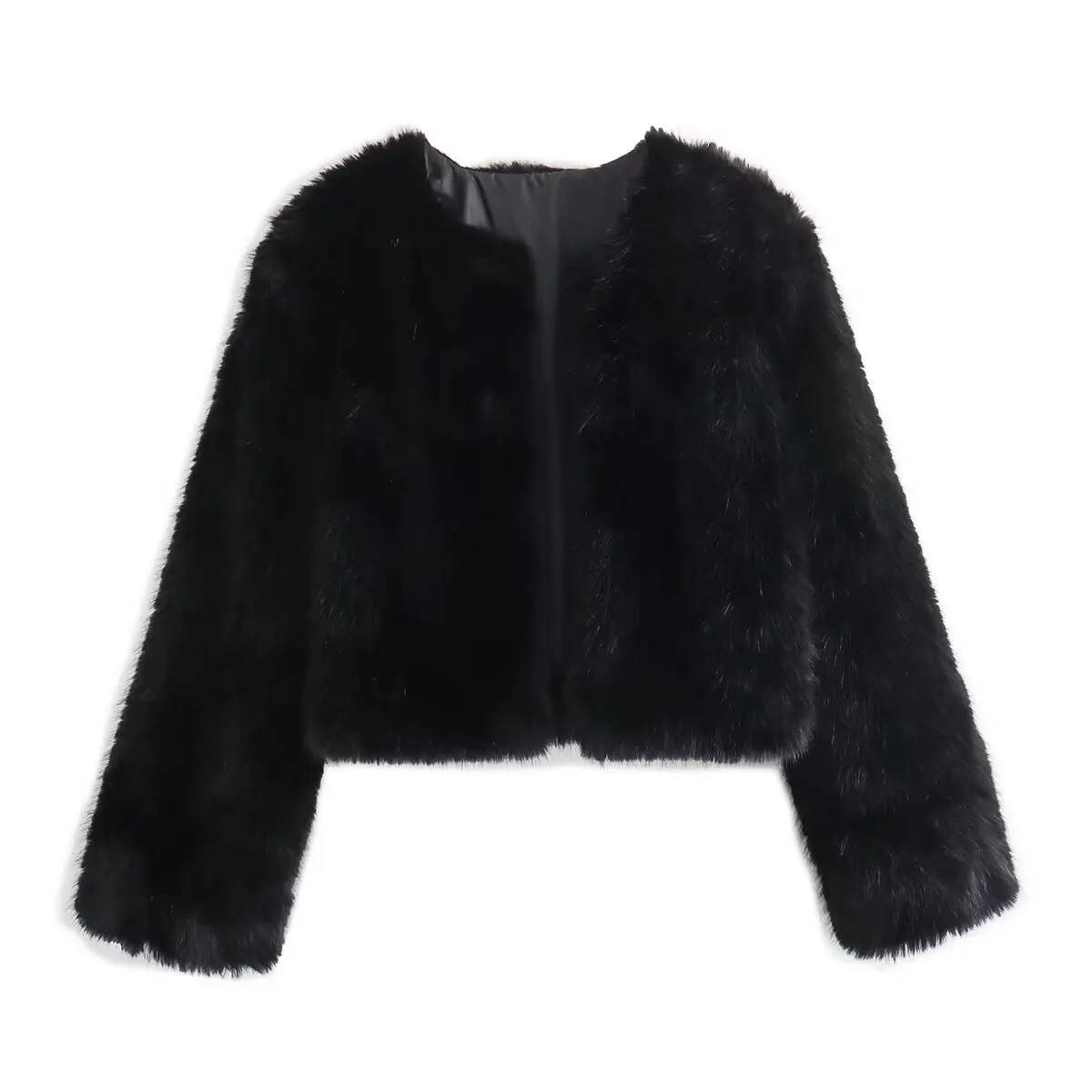 European and American Women's Clothing 2023 Autumn New European and American Style Solid Color Artificial Fur Short Coat Trend