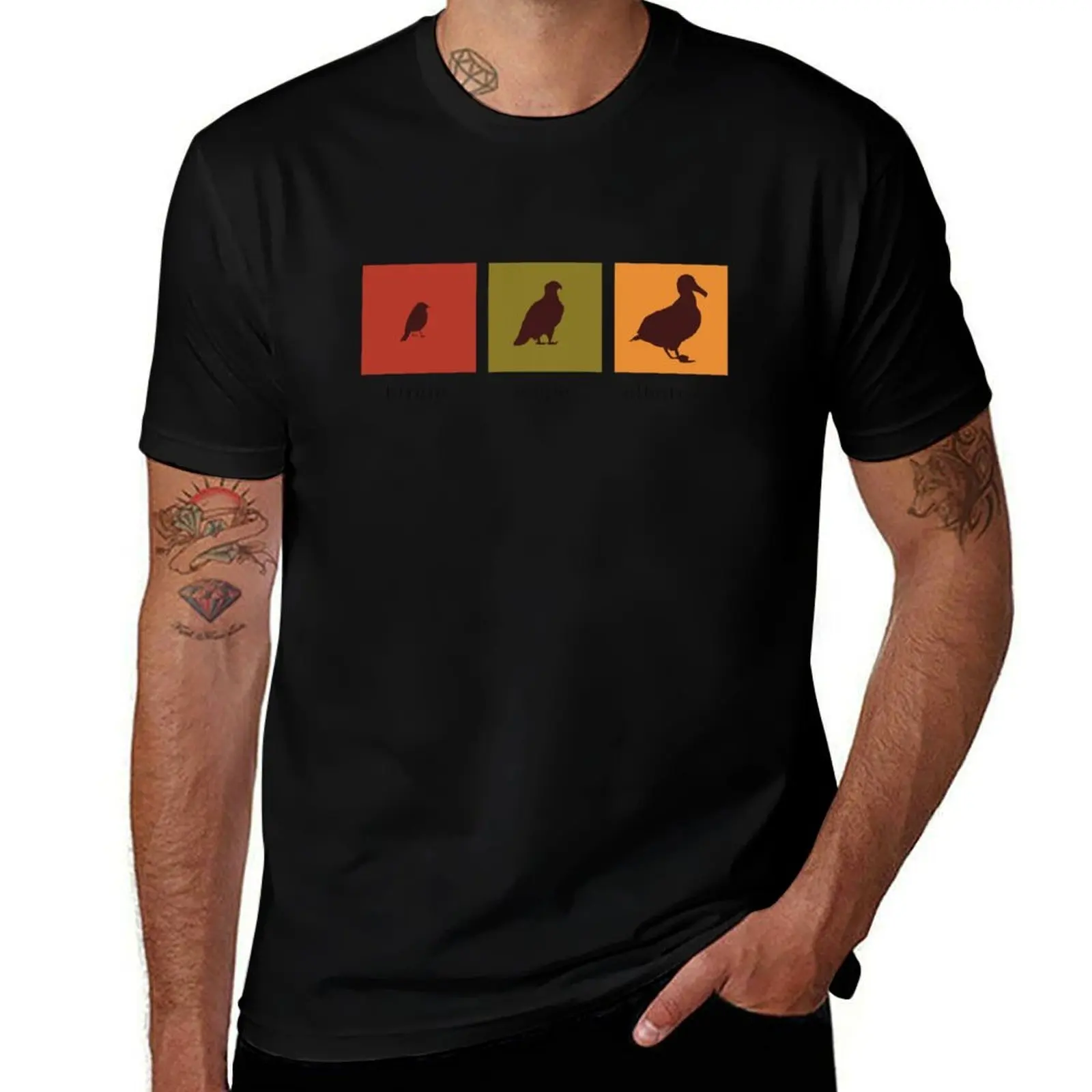 

Golf Birdie Eagle Albatross (Black Text, Fall Colors) T-Shirt Basic Simple Design Short Sleeve Shirt