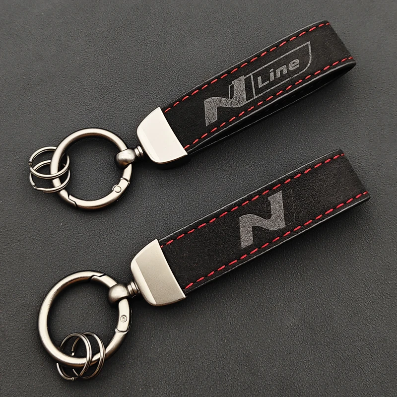 2025 Suede Leather Men Luxury Women Car Keychain For i30 i20 i10 Kona Elantra Sonata Tucson N Line Keychain Chain Accessories