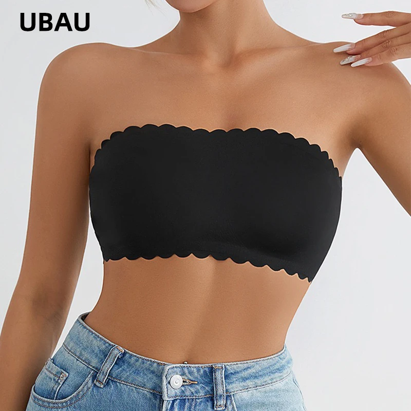 UBAU Sexy Seamless Strapless Tube Top Bra Women\'s Half Cup Ultra Thin Silicone Non-slip Underwear Off-the-shoulder Lingerie