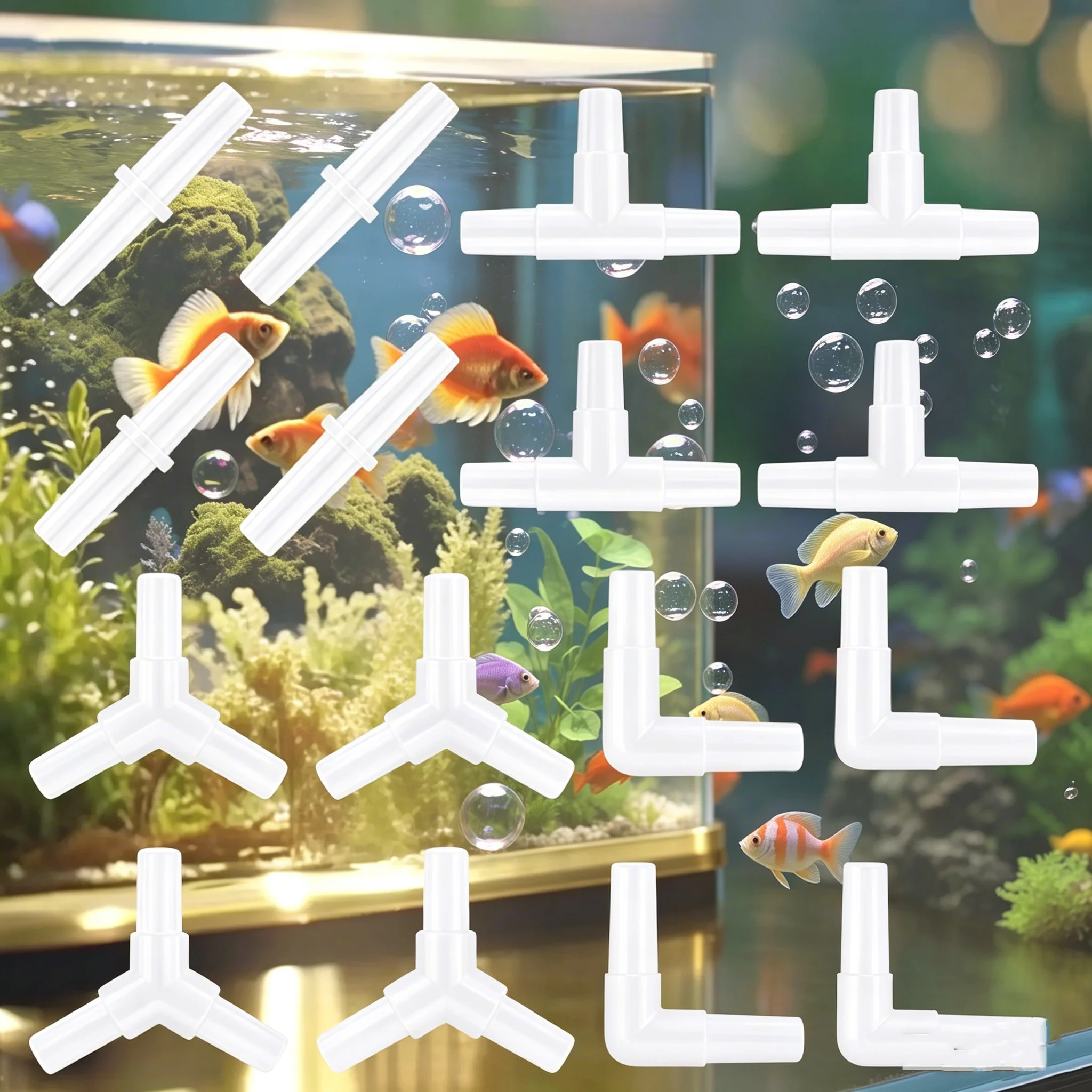 20/40-teiliges Aquarium-Luftpumpen-Verbindungsset - Langlebige Kunststoff-Luftleitungsverbinder, 4 einzigartige Designs für die Sauerstoffverteilung im Aquarium