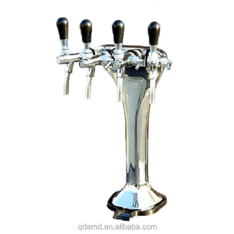 4 tap Chrome brass beer dispenser tower for bar