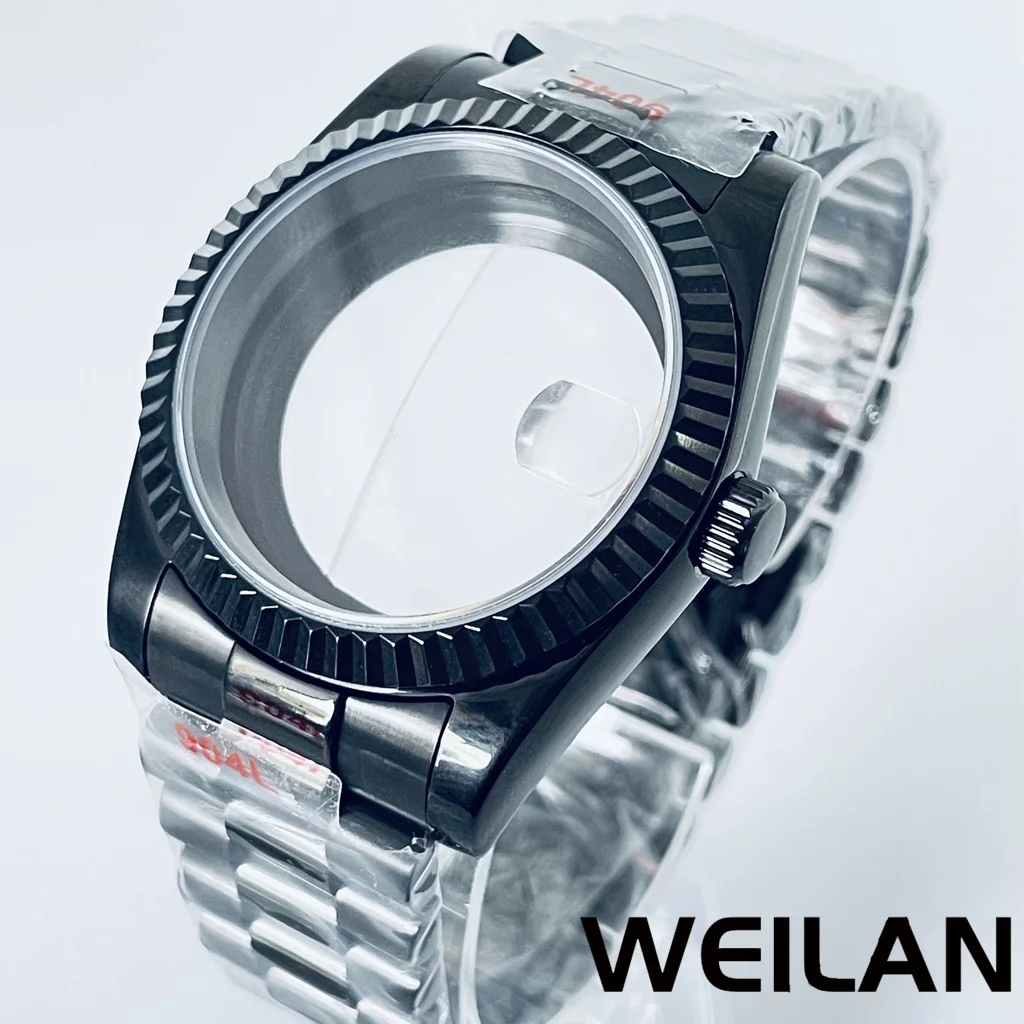 36 mm 40 mm kast met presidentiële armband, saffierglas kristal geschikt voor NH34, NH35, NH36, NH70, NH72, ETA 2824,PT5000 - afbeelding 1