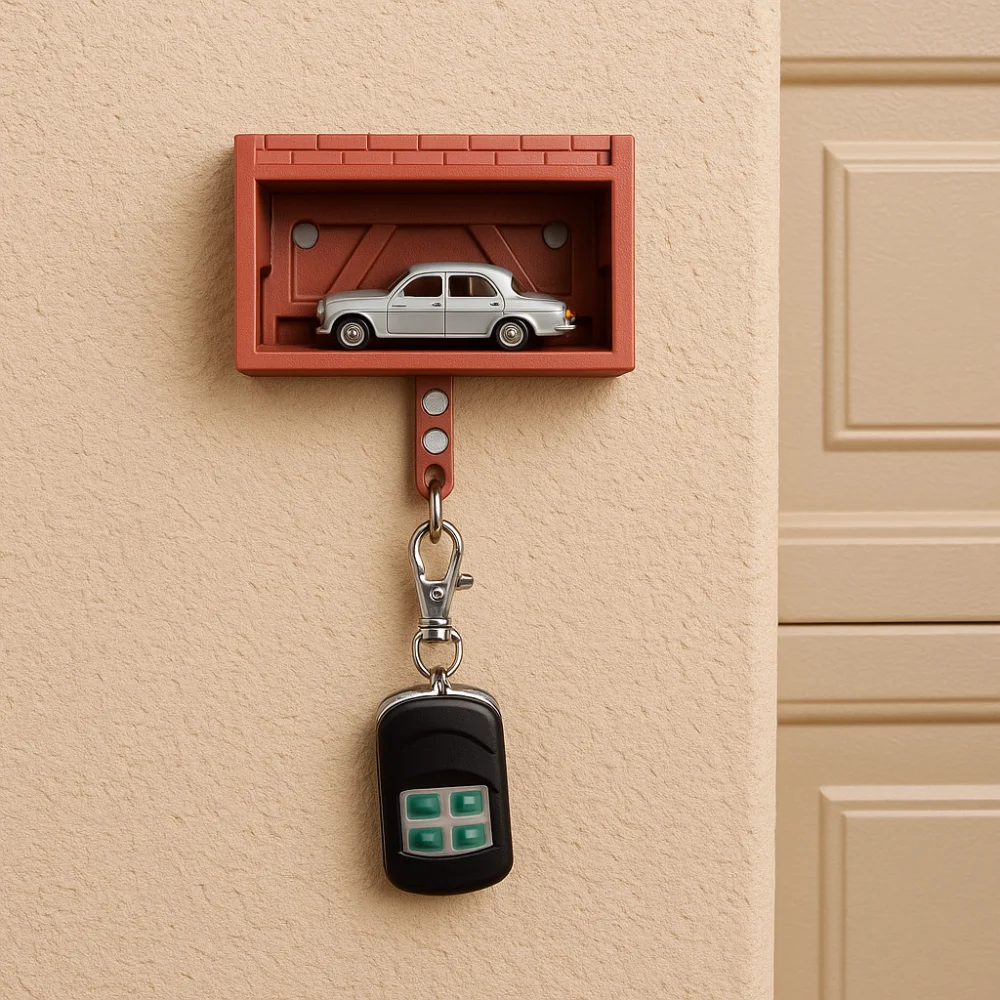 

Creative Car Garage Key Holder Multifunctional Funny Wall Mount Key Rack with Opening Door Space-saving Decorative Bracket