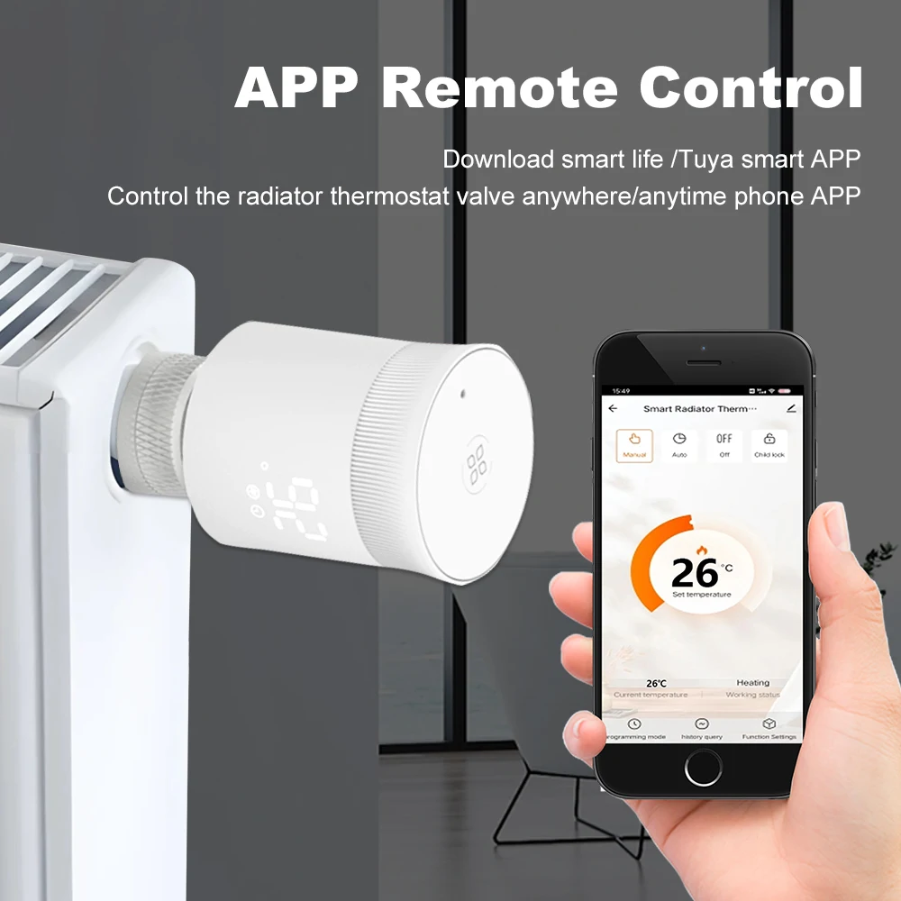 Tuya ZigBee 3.0 Smart Mini TRV Radiator Actuator Valve Thermostat Programmable Temperature Heater for Alexa Google Home Alice