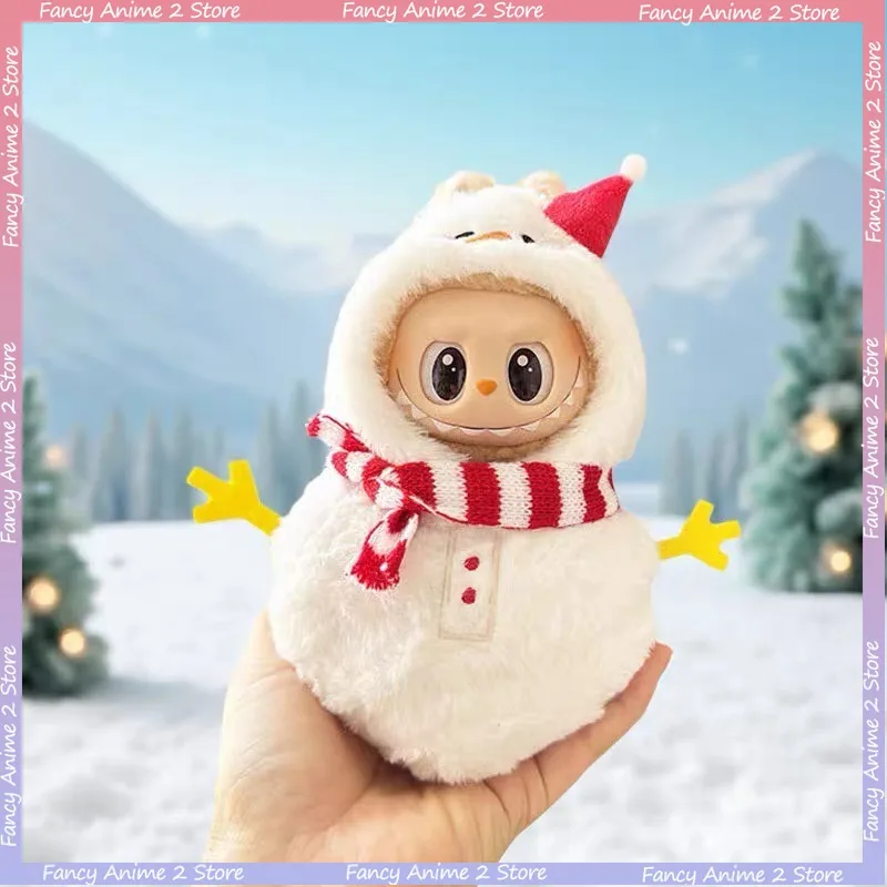 

Christmas Mini Snowman Clothes for 15-17cm Labubu Doll Cute Festival Party Plush Doll Transformation Outfit with Scarf Good Gift