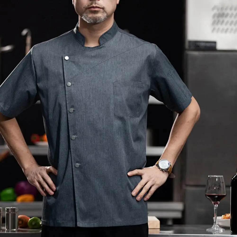 Uniforme de Chef de manga corta, ropa de trabajo de panadería, camisa de Chef de cocina de restaurante, transpirable, absorbente de sudor, atuendo de cocina