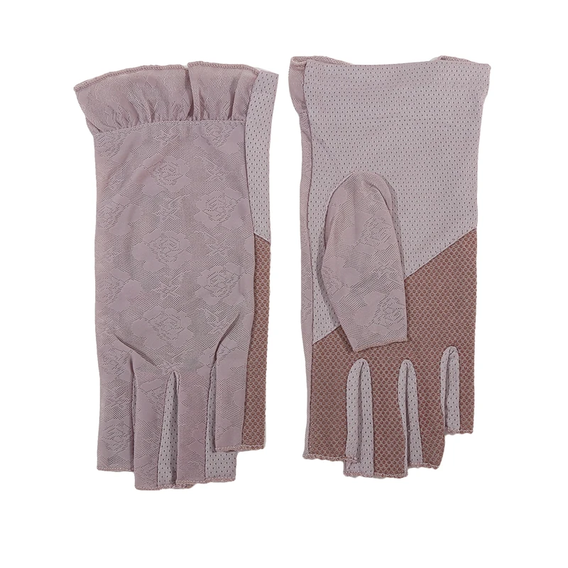 Gants demi-doigt respirants en dentelle pour femmes, mitaines anti-dérapantes, écran de glace en maille fine, protection solaire, conduite, cyclisme, été