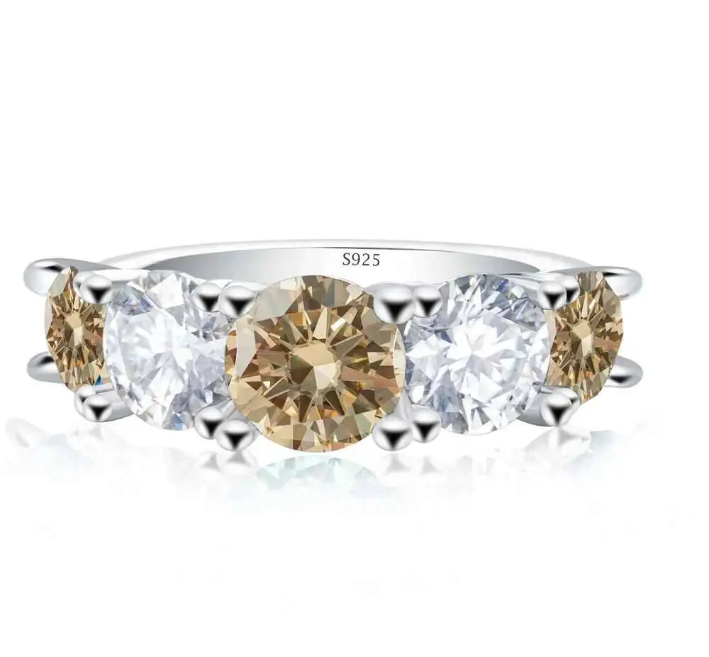 100% 3,6 Sterling Silber Karat volle Moissan ite Ringe für Frauen 18 Karat Weißgold Farbe Verlobung Hochzeit edlen Schmuck – Detail 9