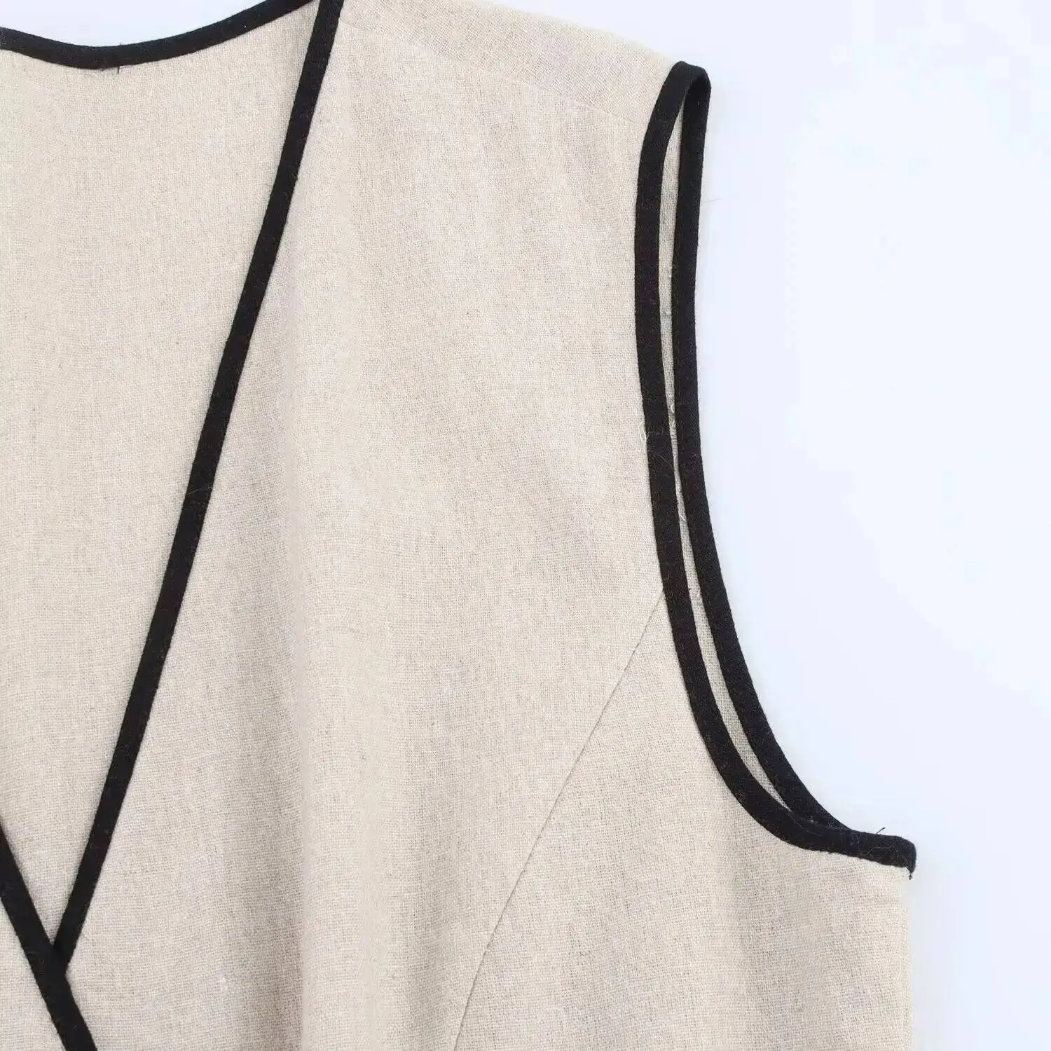 2025 Summer New Product Women's High End Casual And Fashionable Simple With Belt Sleeveless V-neck Medium Length Dress NR6Z