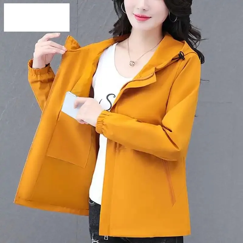 

Женское тонкое свободное пальто 2026, весна-осень, новая женская повседневная куртка, уличная модная женская тонкая короткая верхняя одежда с капюшоном