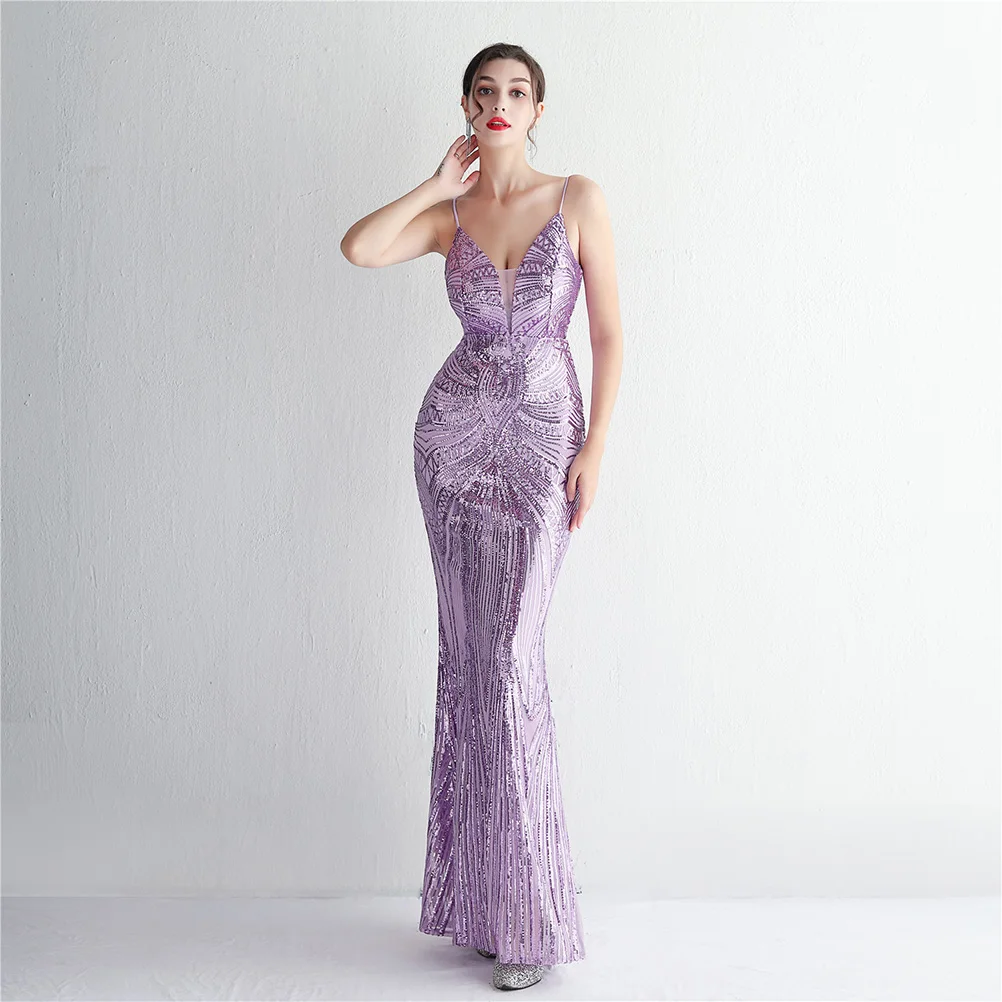 

DSP Sexy Backless Prom Dresses for Woman Mermaid Strap Sequins Evening Party Maxi Dresses Formal Occasion Dress Gala Gowns