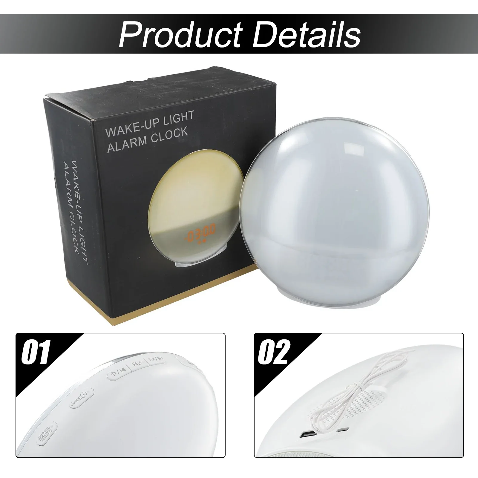 

Для пробуждения света с функцией восхода/заката и FM-радио Настраиваемые уровня яркости для индивидуального комфорта