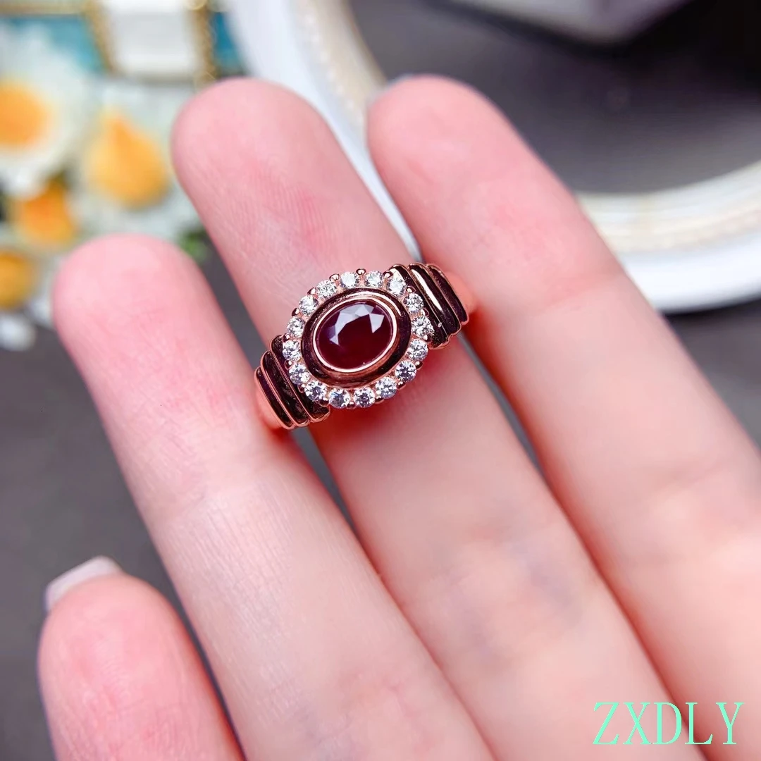 

Newest Design Natural Ruby Ring For Woman 925 sterling Silver ring Oval Natural Gem girl birthday gift New year Gift