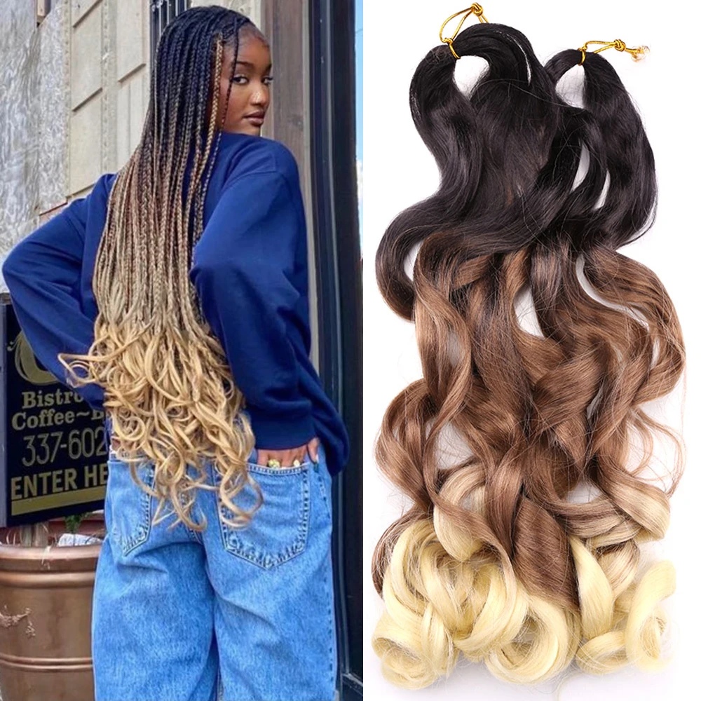 

Синтетические французские кудри, спиральные вязаные косички, свободные волнистые высокотемпературные волосы для наращивания с эффектом омбре