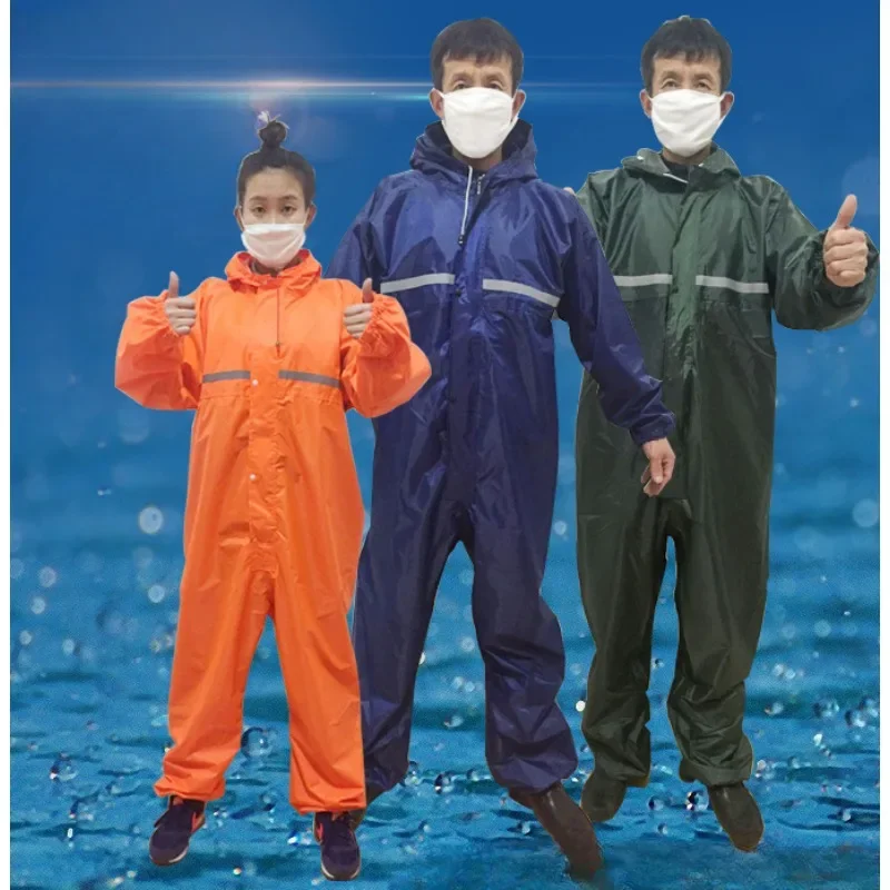 Conjoined Raincoat Coverall Hat Oil-Resistant Clothing Biker Men's Raincoat Rain Jacket Clothes Poncho Suit Rain Gear