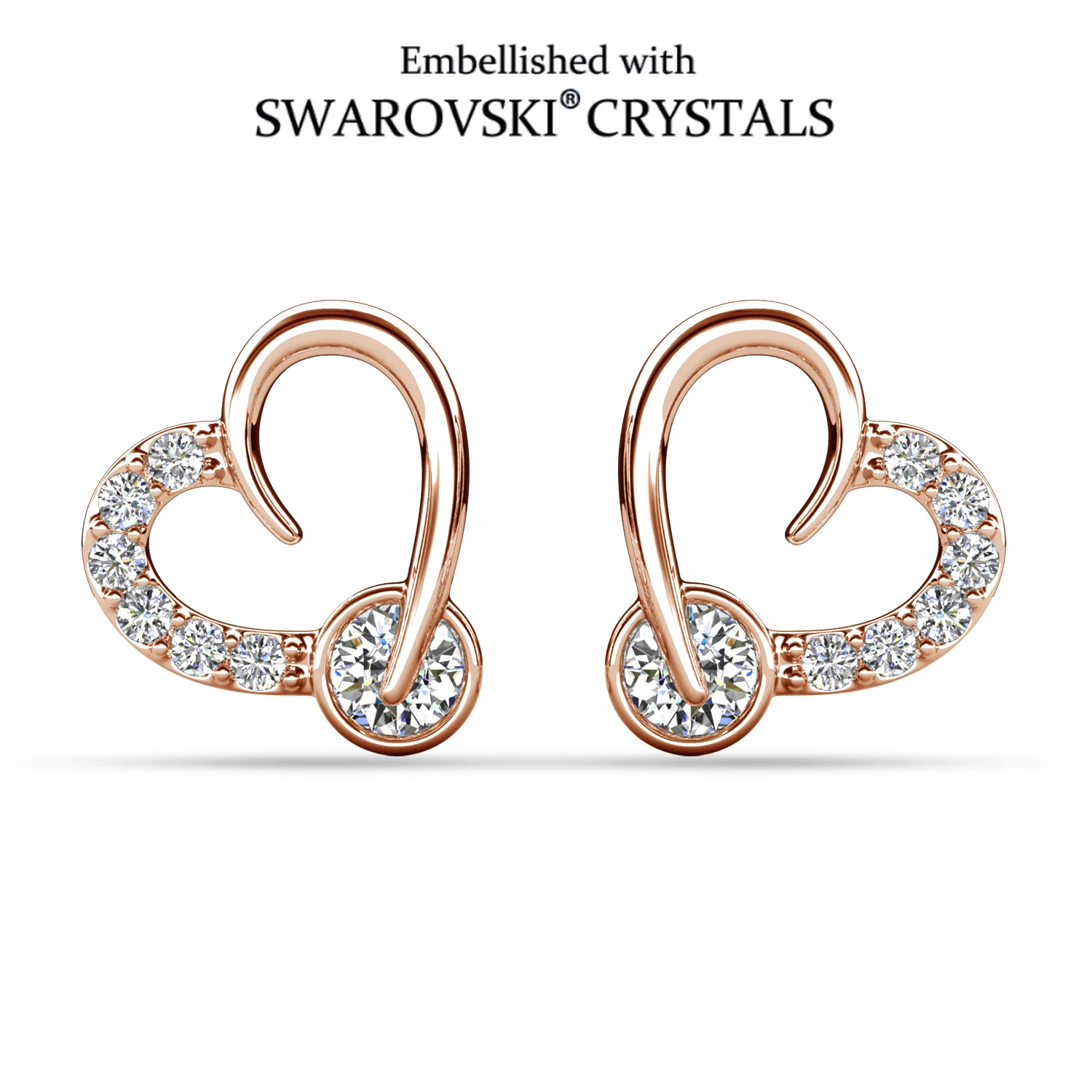 Open Heart Jewelry Embellished with Swarovski Crystals Copper Women Jewelry Valentine Gift Romantic Love Symbol Design