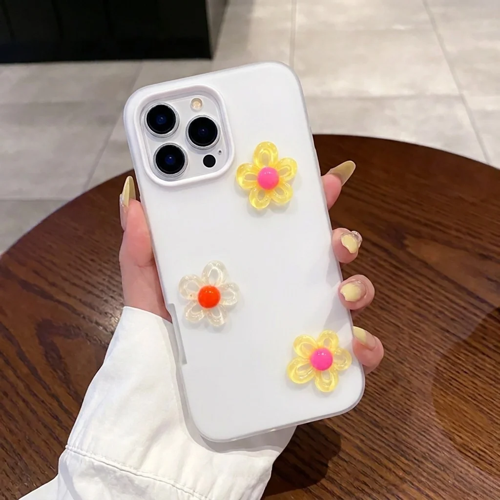 Candy Color With 3D Diy Flower Lanyard Case For iPhone 17 16 15 14 13 12 Pro Max 17 15 Pro 16 15 14 Plus XR Shockproof Cover view 3