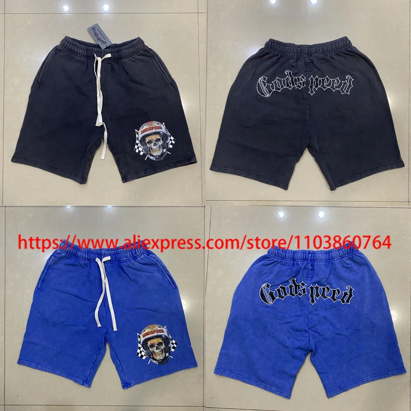 

Best-selling America God/speed Casual Shorts Street Hip-hop Skull Logo Print Pants High Quality Washed Sports Shorts