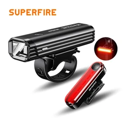 SUPERFIRE Bicycle Light LED Front USB Rechargeable Mountain Bicycle Lamp 400LM Bike Headlight Flashlight Cycling Scooter Tail