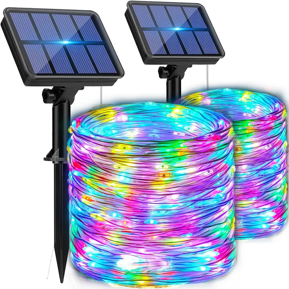 Outdoor Led Solar Lights 2X32m 300LED Solar Fairly String Lights 8mode Copper Wire Waterproof Christmas Decorative Wedding Party