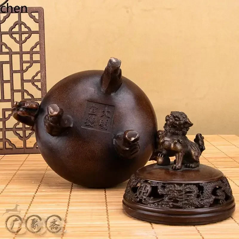 

X5-15 old copper incense burner retro three-legged incense seal burner entrance copper ornament