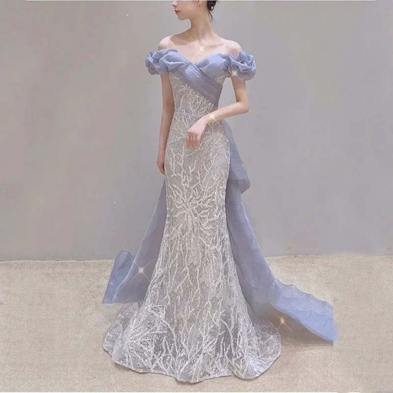 Mermaid Wedding Dress Slim Evening Dress New French Mermaid Skirt Banquet Dress Eighteen-year-old Adult Ceremony Art Examination