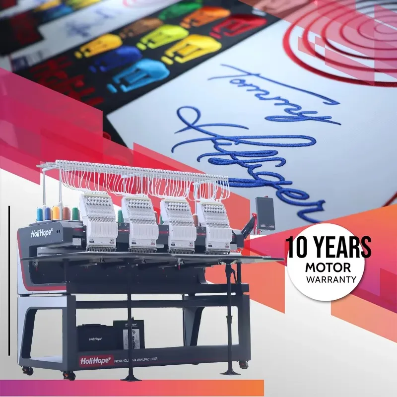 

[Best-selling] 10-Year Warranty Holihope Industrial Four Head Computer Embroidery Machine Flat T-shirt High Speed 1200 Spm Embro
