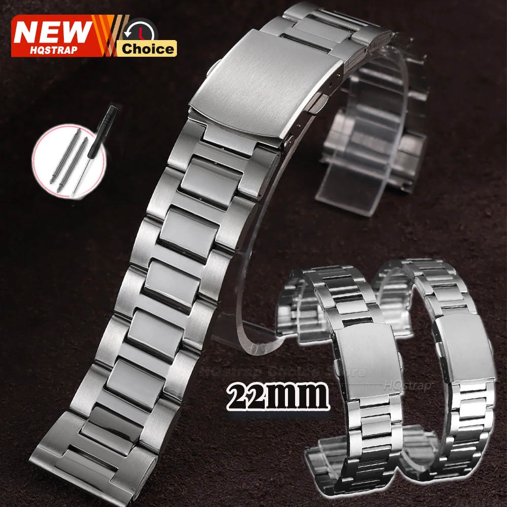 22mm Edelstahl Uhr Band Armband Frauen Männer Handgelenk Band Licht Metall Armband Ersatz Strap Zubehör mit Werkzeug