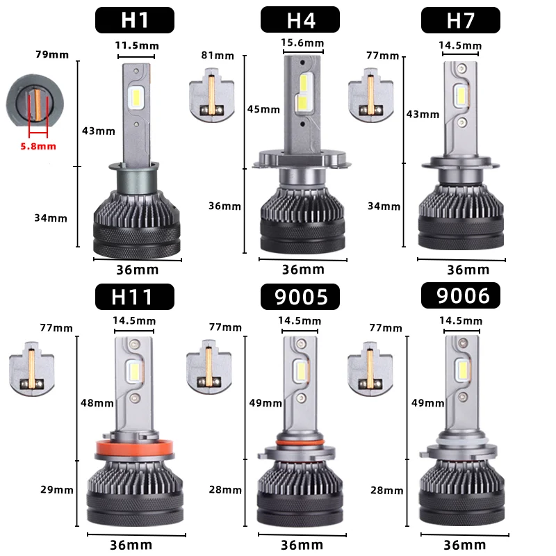 2PCS 24V Led Bulb For Light Truck H4 H7 H1 H3 H11 6000K Led 24V Truck Low Beam High Beam Led Headlight Truck Light Only For 24V