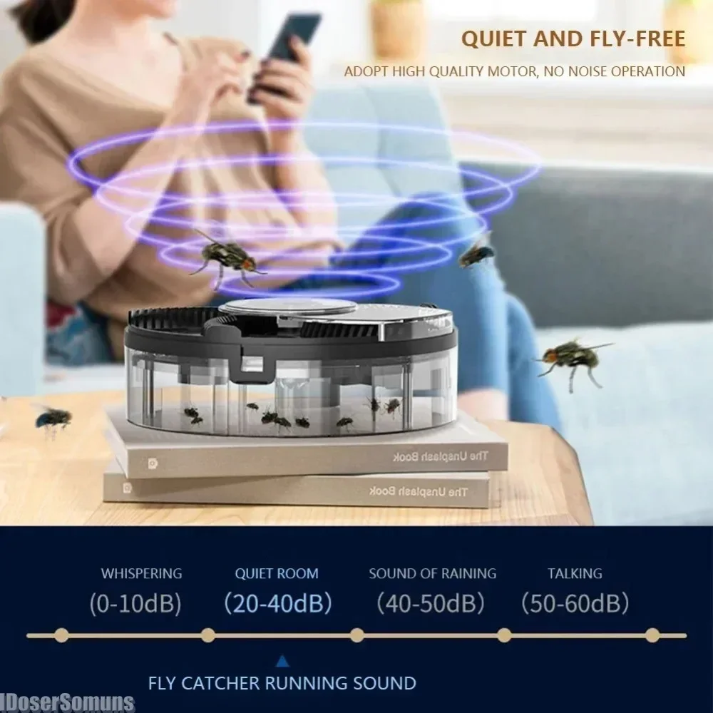 Automatic Pest Catcher USB Rechargeable Pest Catcher Device Quiet Removable Insect Pest Catcher Household Home Kitchen Flytrap