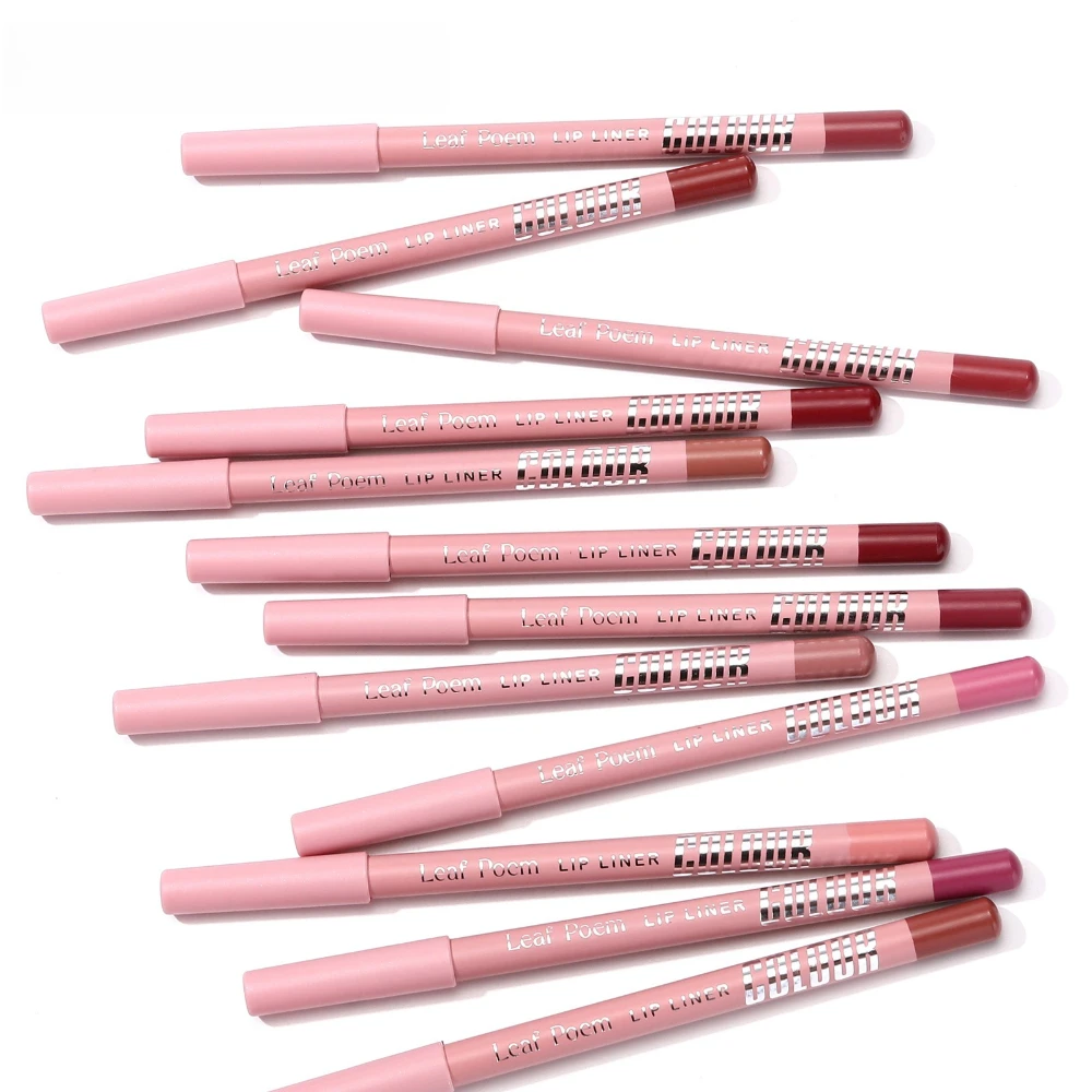 12 Colors Nude Pink Lipliner Pencil Long-lasting Waterproof Red Brown Lip Contour Tint Lipstick High Pigmented Lip Makeup