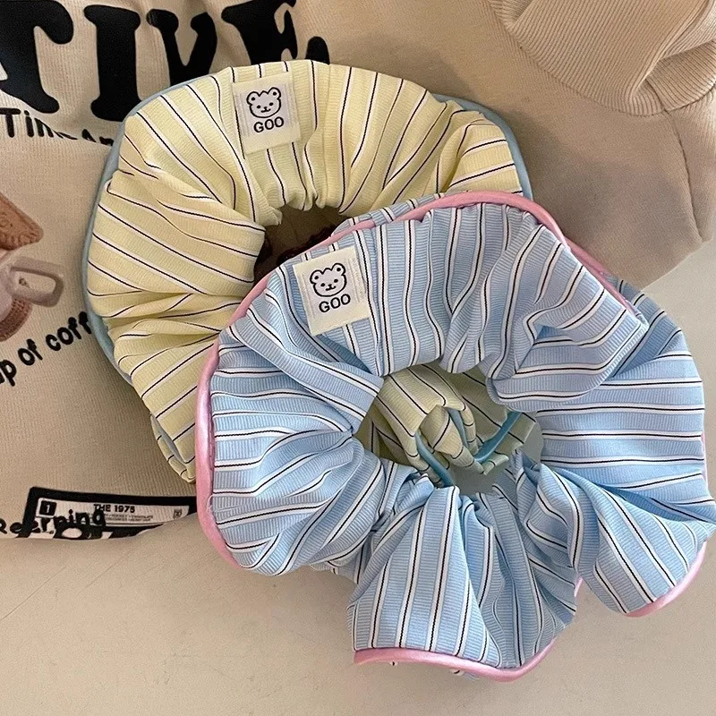 Woman Fresh Stripes Elastics Hair Band Versatile Scrunchies Hair Ties Ladies Ponytail Holder Girl Fashion Hair Accessories