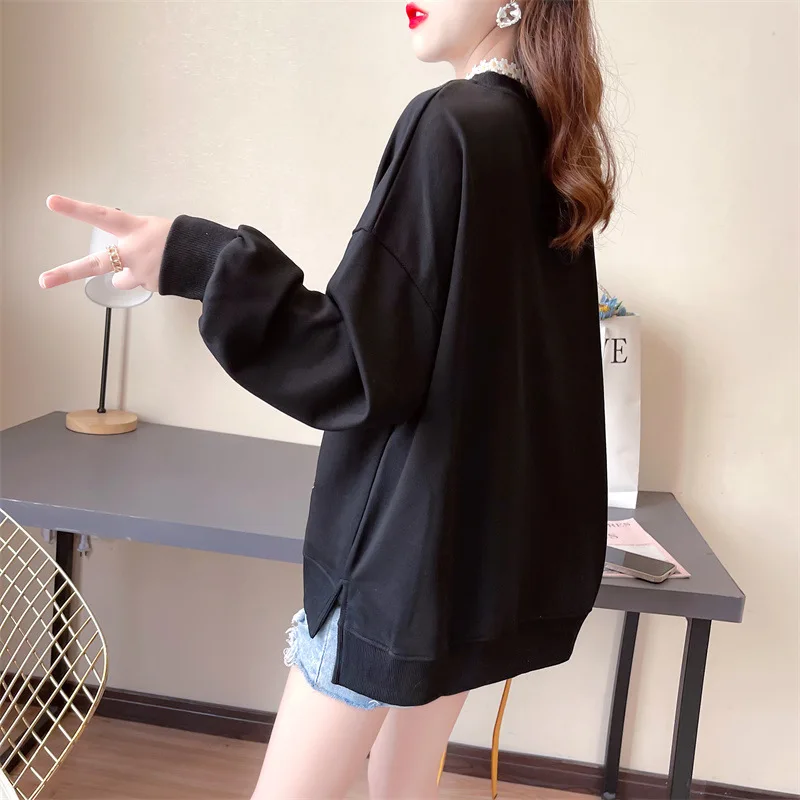 Chinese Style Pullover Sweatshirt Women Vintage Embroidery Loose Long Sleeve Pull Tops Fashion Spring Autumn Casual Sweat Shirt