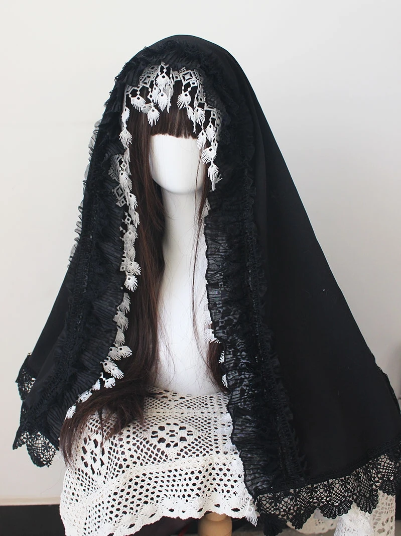 Handmade Lolita Dark Nun Scarf