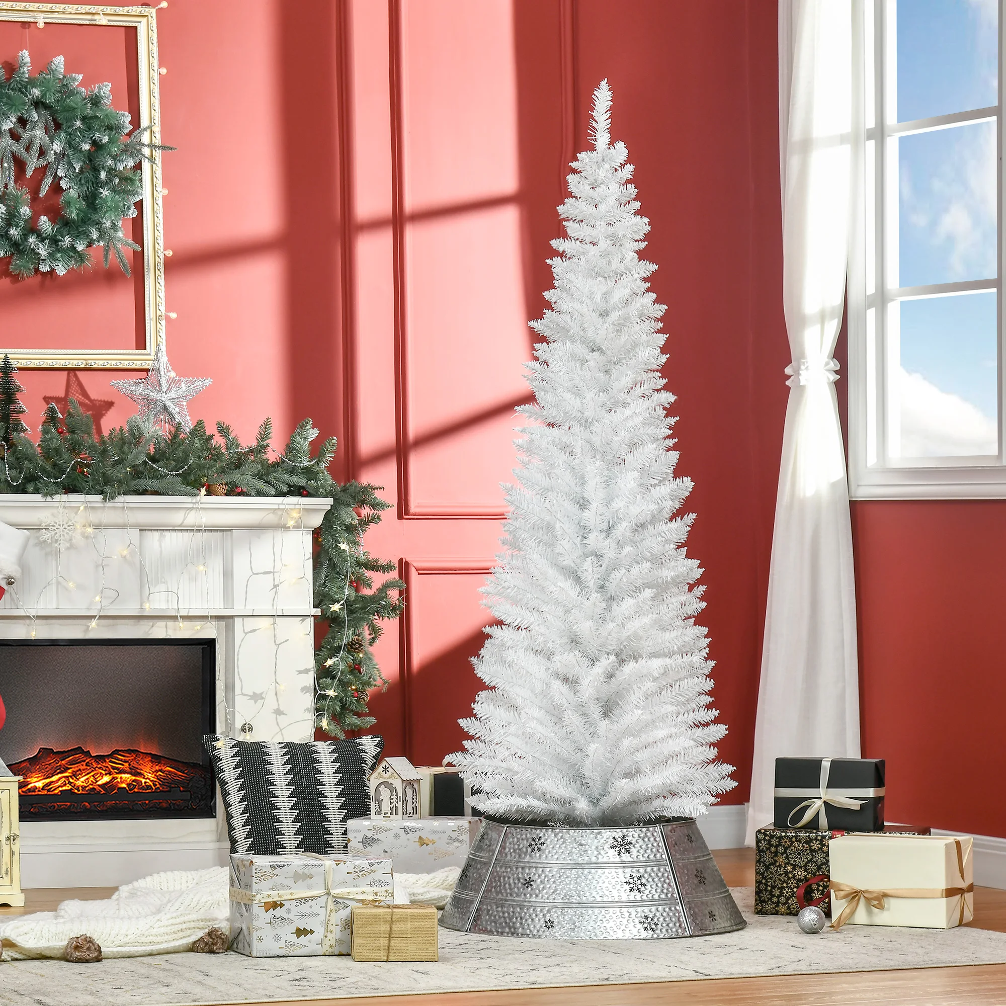 HOMCOM Kunstkerstboom 180 cm Kunstspar met 390 kantjes Kerstboom Kerstdecoratie voor binnen