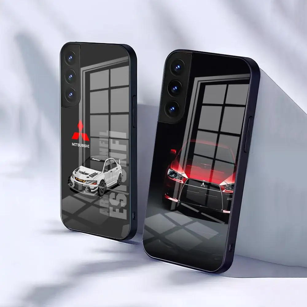 M-MitsubishiES Car Phone Case For Samsung S26 S25 S24 FE S23 S22 S21 Plus S20 Ultra Note20Ultra Black Glass Cover