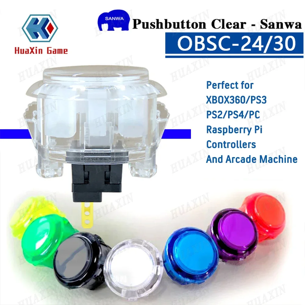 Original Japan Sanwa OBSC-30 Push Button transparent clear for arcade jamma mame game part supported ps4 pandora pc raspberry pi